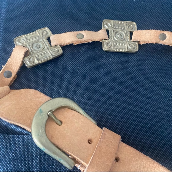 Vintage Ashley Stewart Brass Western Country Style Square Concho Belt - Picture 4 of 6